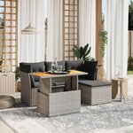 vidaXL Salon de jardin 6 Pièces avec coussins gris résine tressée