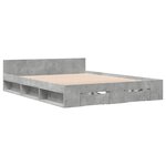 vidaXL Cadre de lit et tiroirs gris béton 140x200 cm bois d'ingénierie