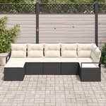 Ensemble de Canapés de Jardin vidaXL 7 Pièces avec Coussins Noir en Poly Rattan